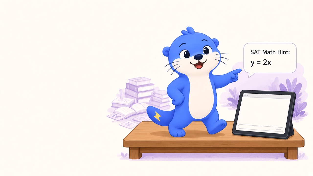 Pax pointing at a tablet hint while a generic chatbot window sits unused on the desk